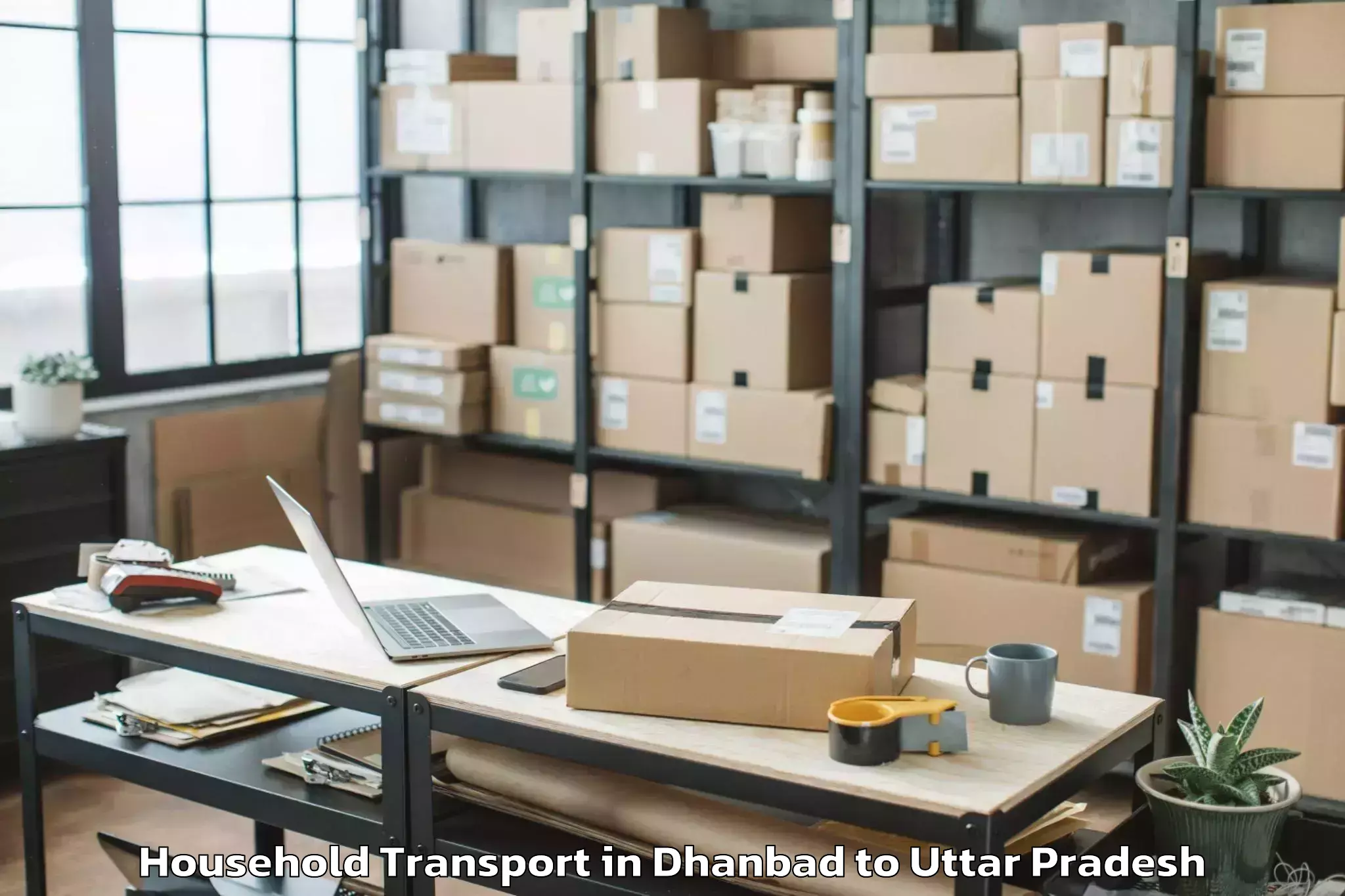 Trusted Dhanbad to Etawah Household Transport